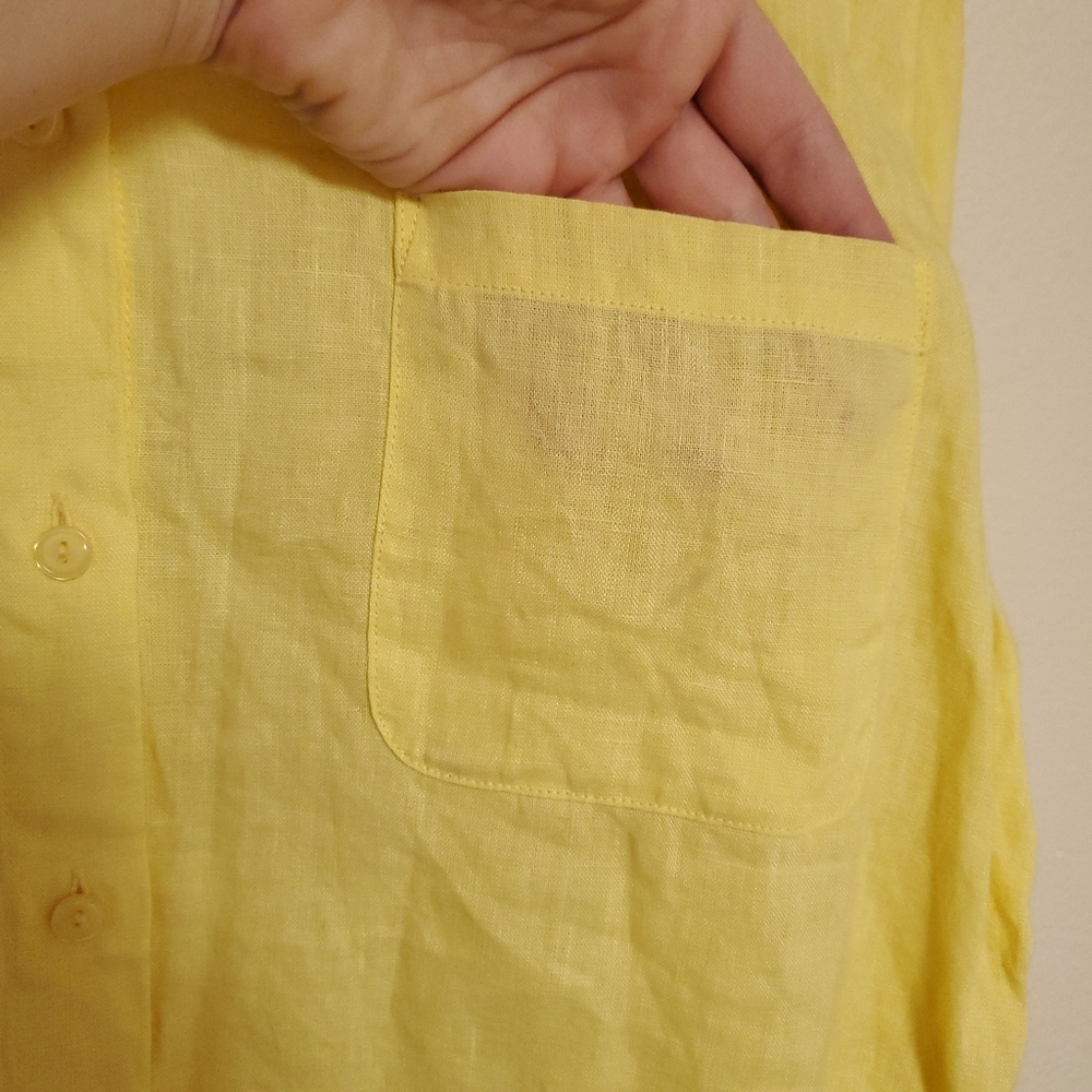 LL BEAN 100% Linen Button Down Lagenlook Shirt - Picture 2 of 7
